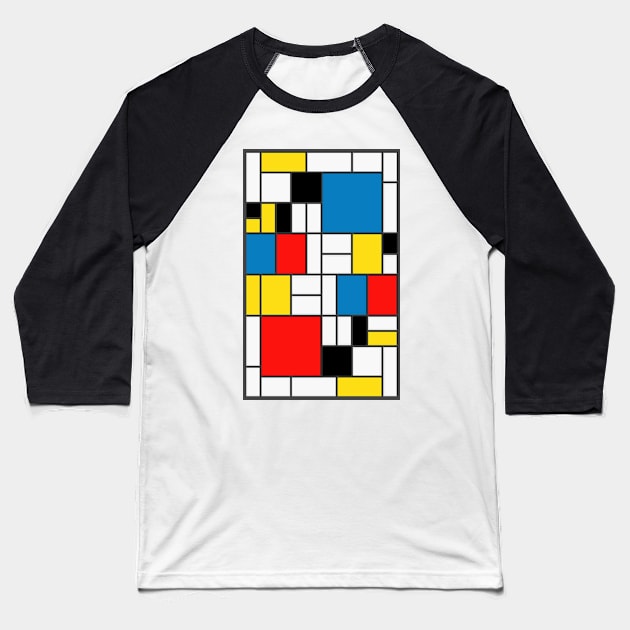 Mondrian Baseball T-Shirt by ghjura